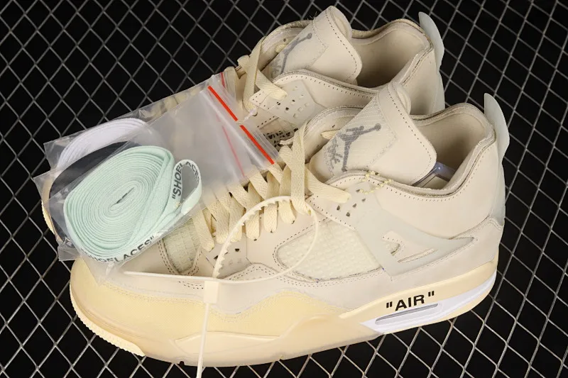 All categories Air Jordan Jordan series basketball shoes Air Jordan 4 foreign trade version OF x Air Jordan 4 Retro "Cream/Sail" AJ4 Joe 4 retro casual sports culture basketball shoes CV9388-100